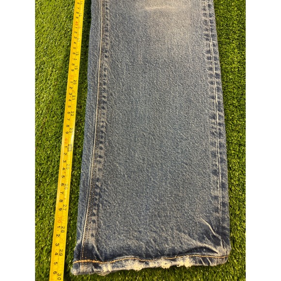 American Eagle Women High Waisted Straight Leg Jeans Medium Wash Distressed 10 - Picture 2 of 9